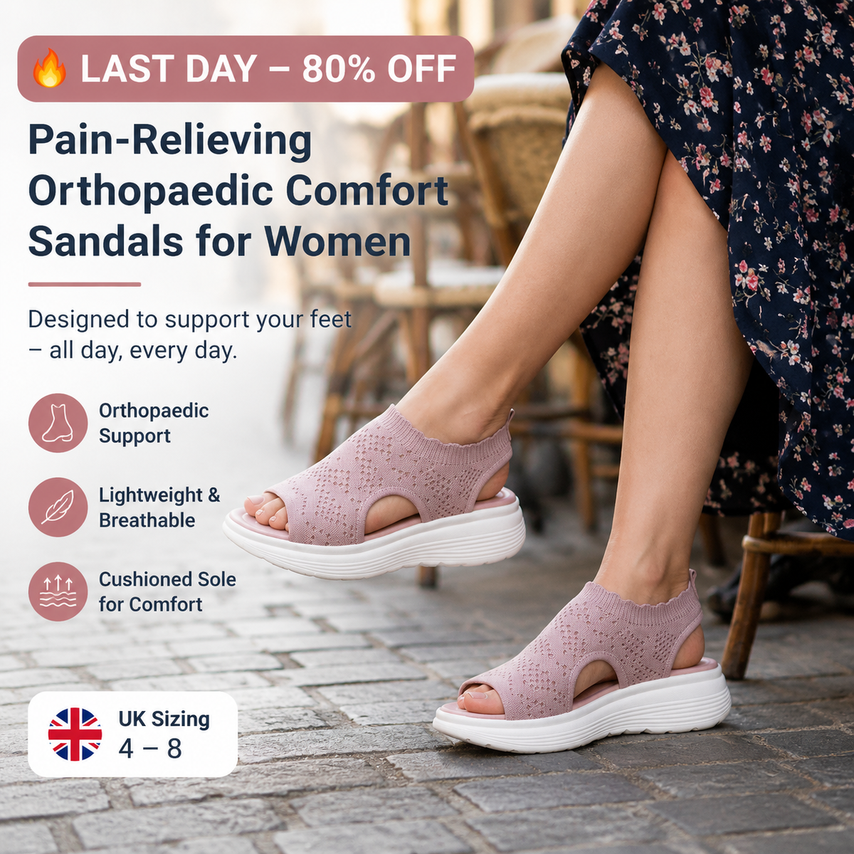 🔥 LAST DAY – 80% OFF ✨ Comfortable Orthopaedic Sandals Designed to Support Tired Feet