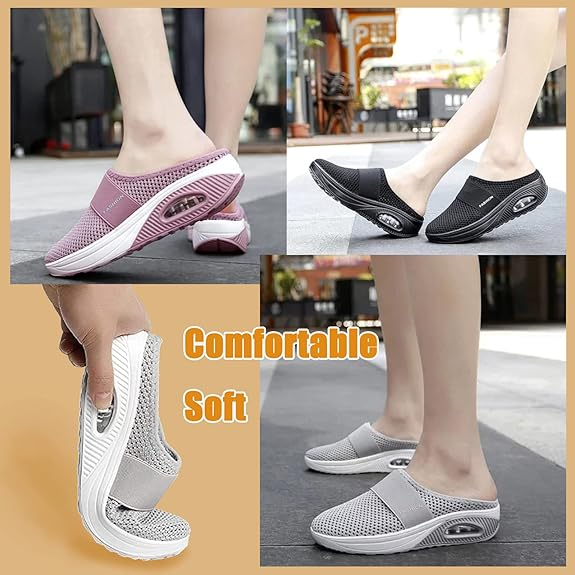 🔥 LAST DAY SALE-80%✨ BQODQO® Diabetic Air-Cushion Slip-On Walking Shoes, Orthopedic Diabetic Slippers, with Arch-Support for Women