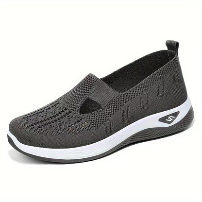 Orthopedic Shoes for Women,Women's Go Walking Slip on Foam Shoes Arch Support Woven Breathable Soft Sole Shoes